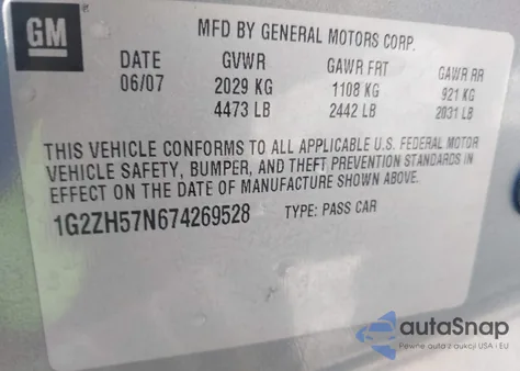 2007 Pontiac G6 Gt from USA, damaged, VIN 1G2ZH57N674269528